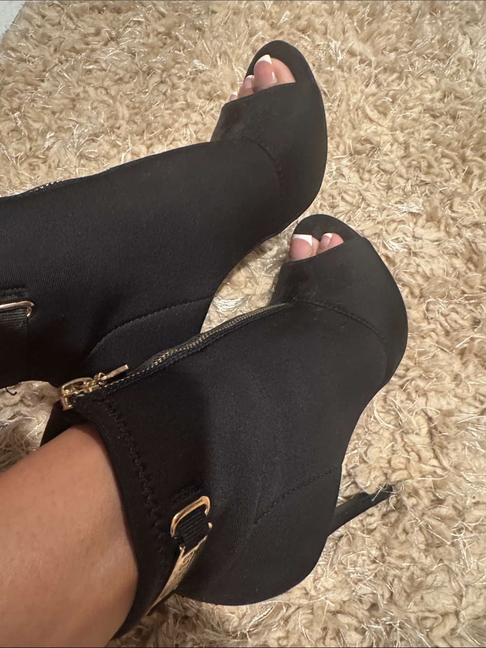 Guess Black Peep-Toe Stiletto Booties